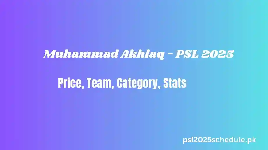 Muhammad Akhlaq - PSL 2025