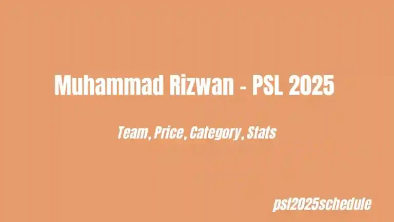 Muhammad Rizwan - PSL 2025