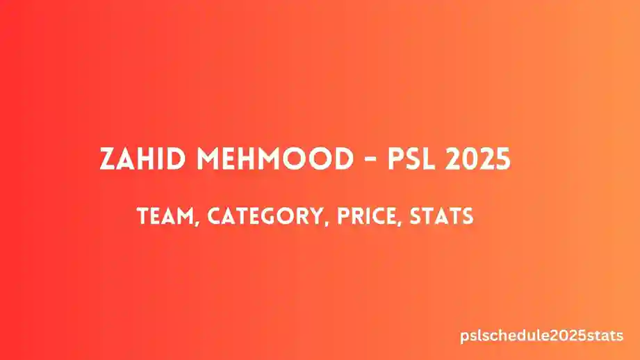 Zahid Mehmood - PSL 2025